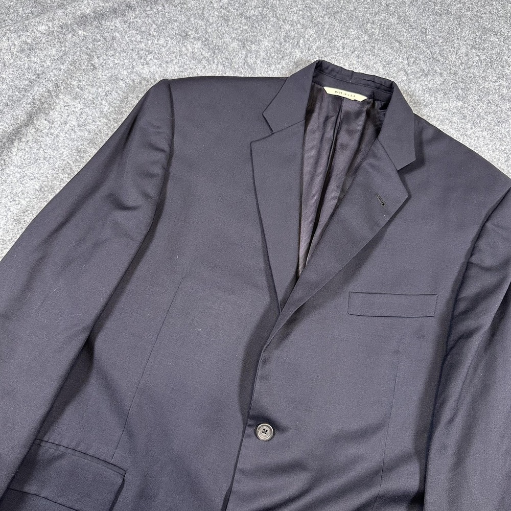 Burberry London Blazer Mens 44R Black Super 100s Wool Made USA 2 Button Jacket